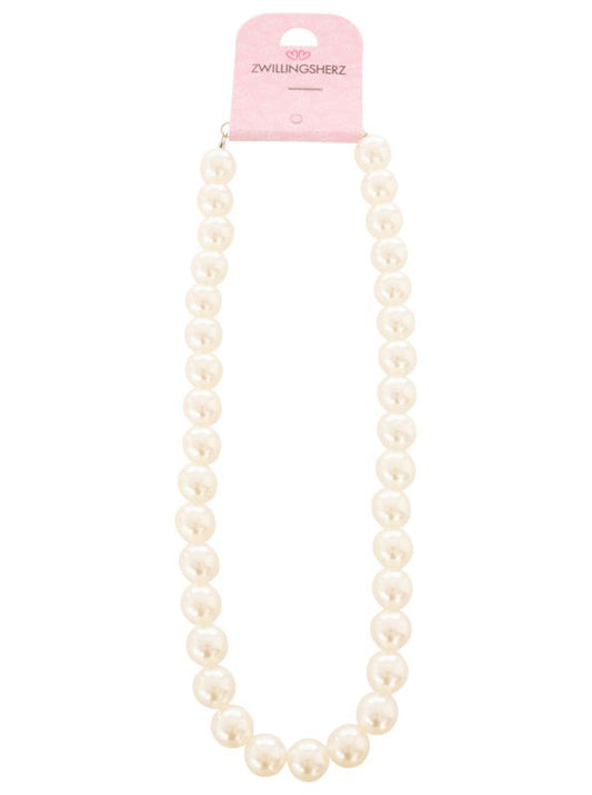 💕 Zwillingsherz Kette "Dünne Perle" Creme