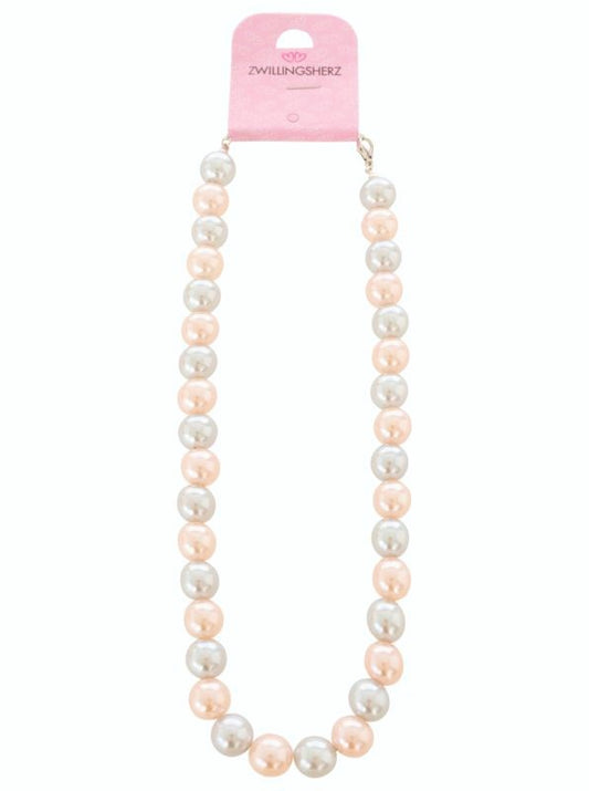 💕 Zwillingsherz Kette "Dünne Perle" Rosa