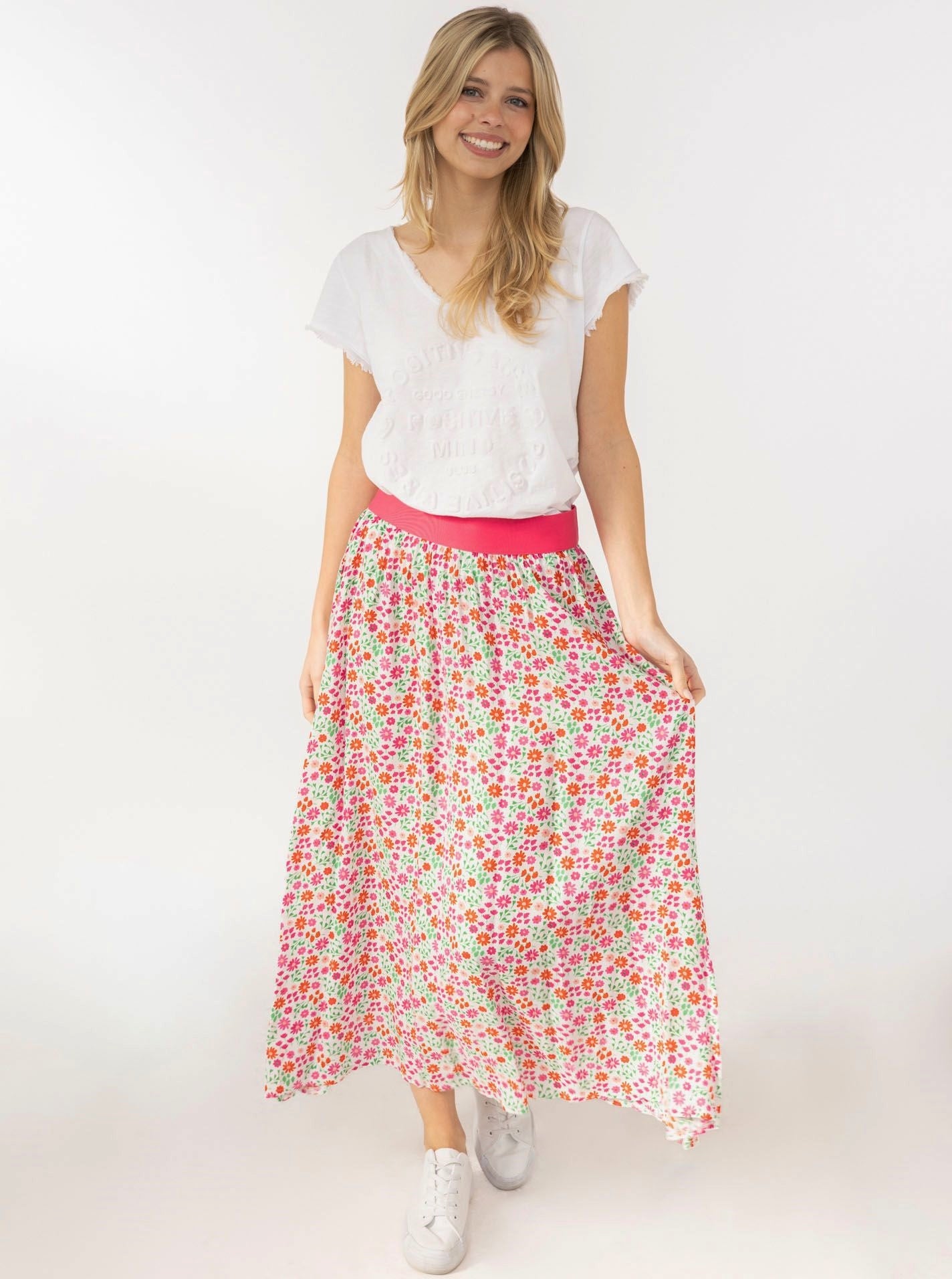 💕 Zwillingsherz Rock "Flower Field" PInk
