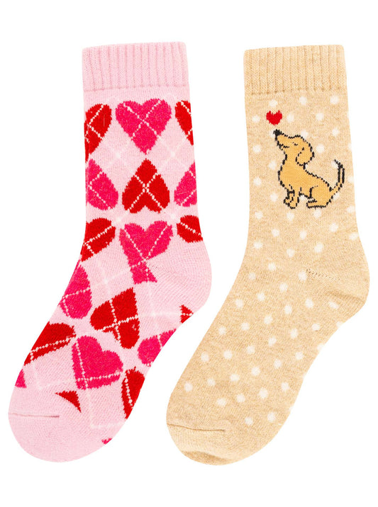 💕 Zwillingsherz Socken 2er Pack Gifting Box Socken "Love & Hearts" Beige