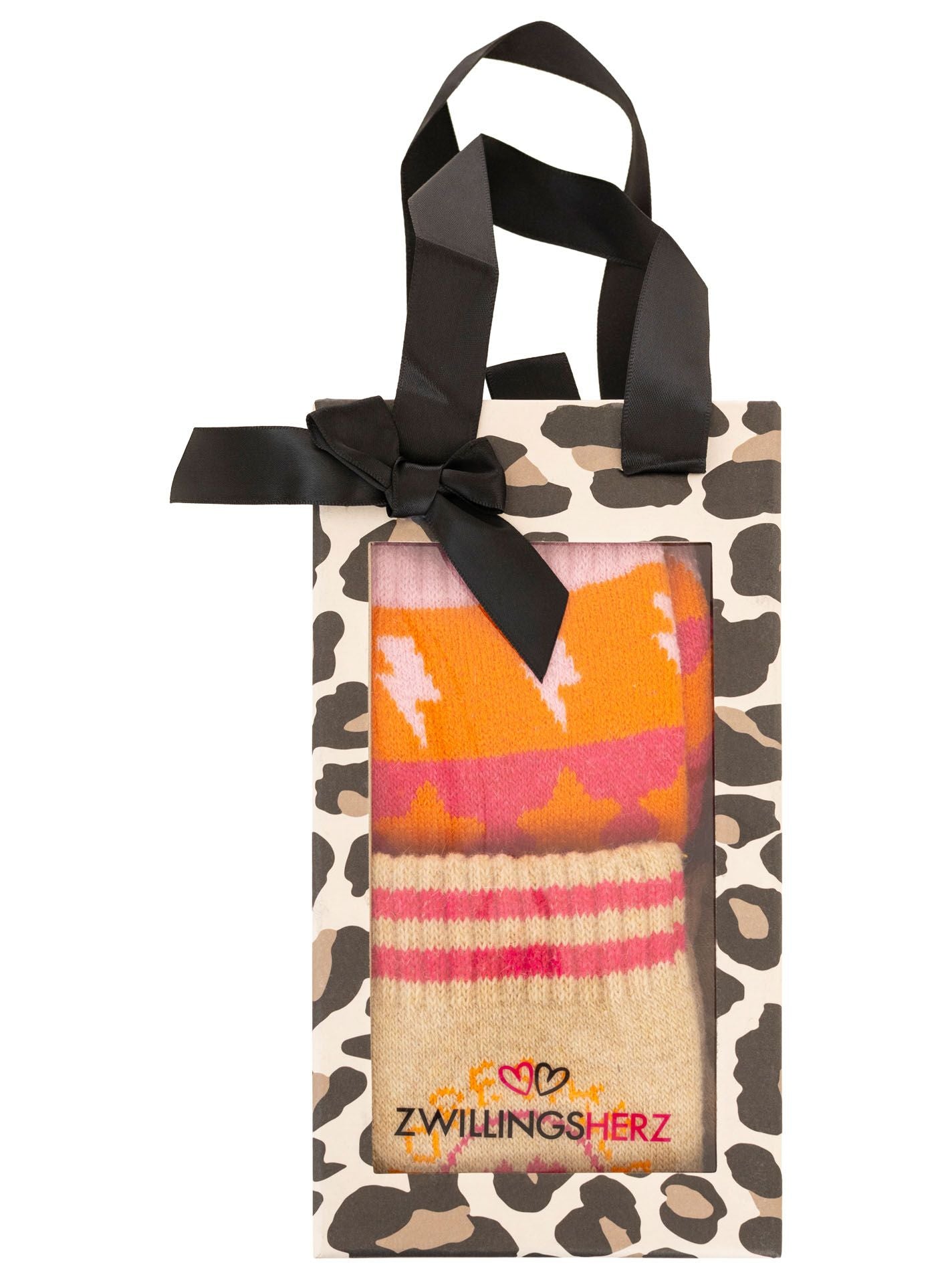💕 Zwillingsherz Socken 2er Pack Gifting Box Socken "Happy Mood" Beige