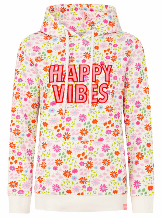 💕 Zwillingsherz Hoodie "AOP Flower Happy Vibes" Bunt