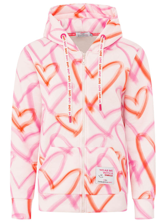 💕 Zwillingsherz Hoodiejacke "Big Hearts" Rosa