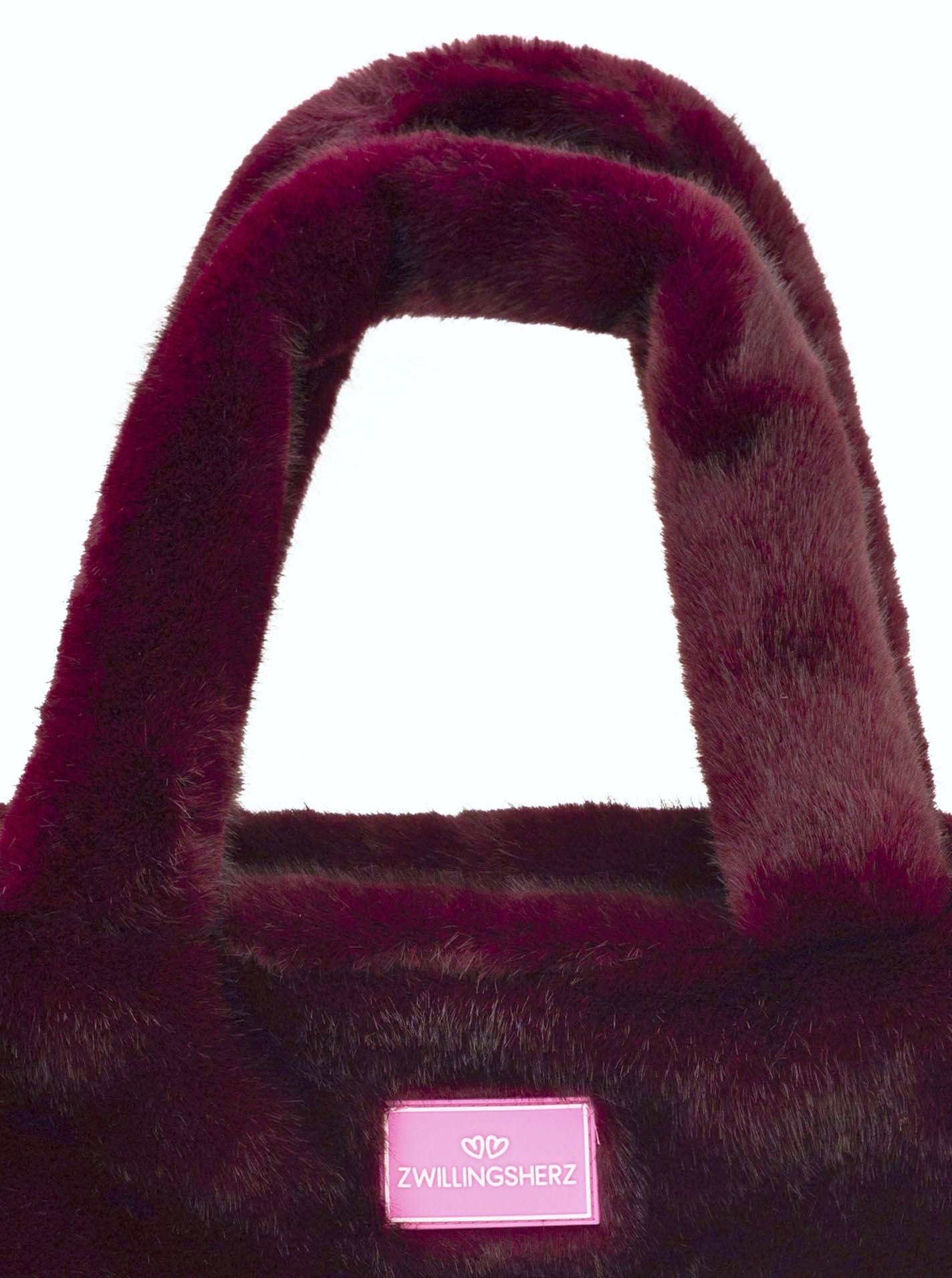💕 Zwillingsherz Shopper XXL Fake Fur "Samtweich" Bordeaux