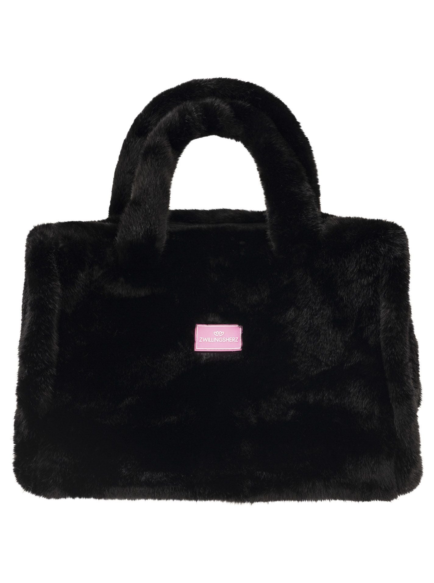 💕 Zwillingsherz Shopper XXL Fake Fur "Samtweich" Schwarz