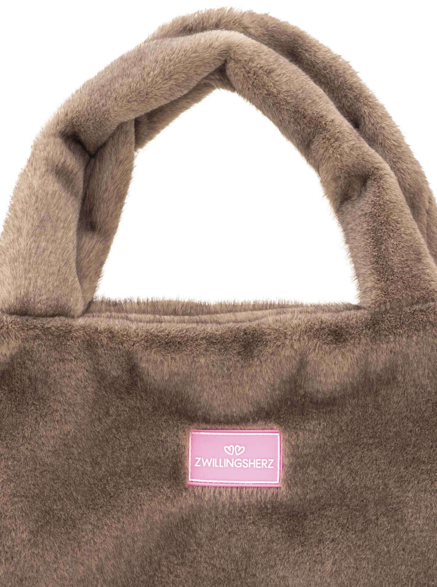 💕 Zwillingsherz Shopper XXL Fake Fur "Samtweich" Taupe