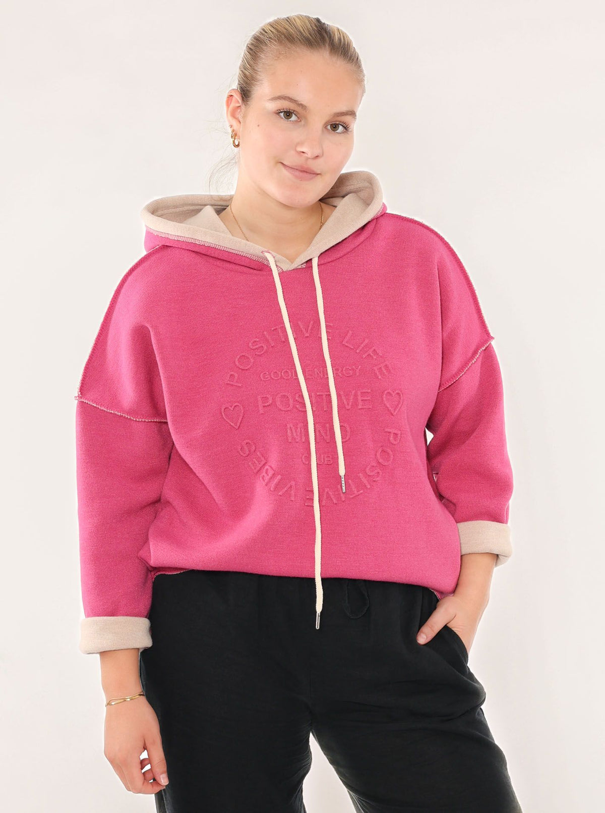 💕 Zwillingsherz Hoodie Double Face "Positive Mind" Stempeldruck (Kopie)