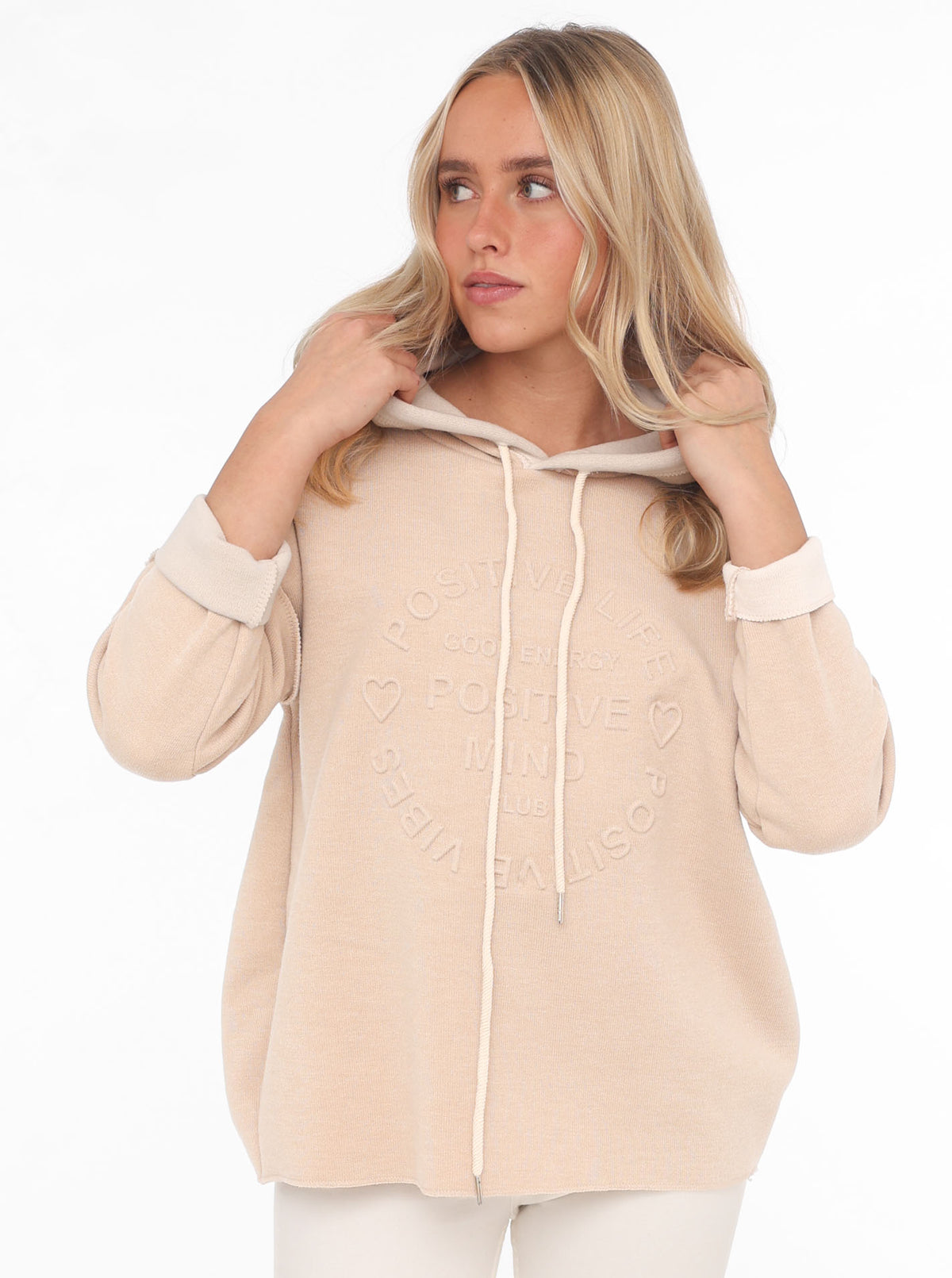 💕 Zwillingsherz Hoodie Double Face "Positive Mind" Stempeldruck