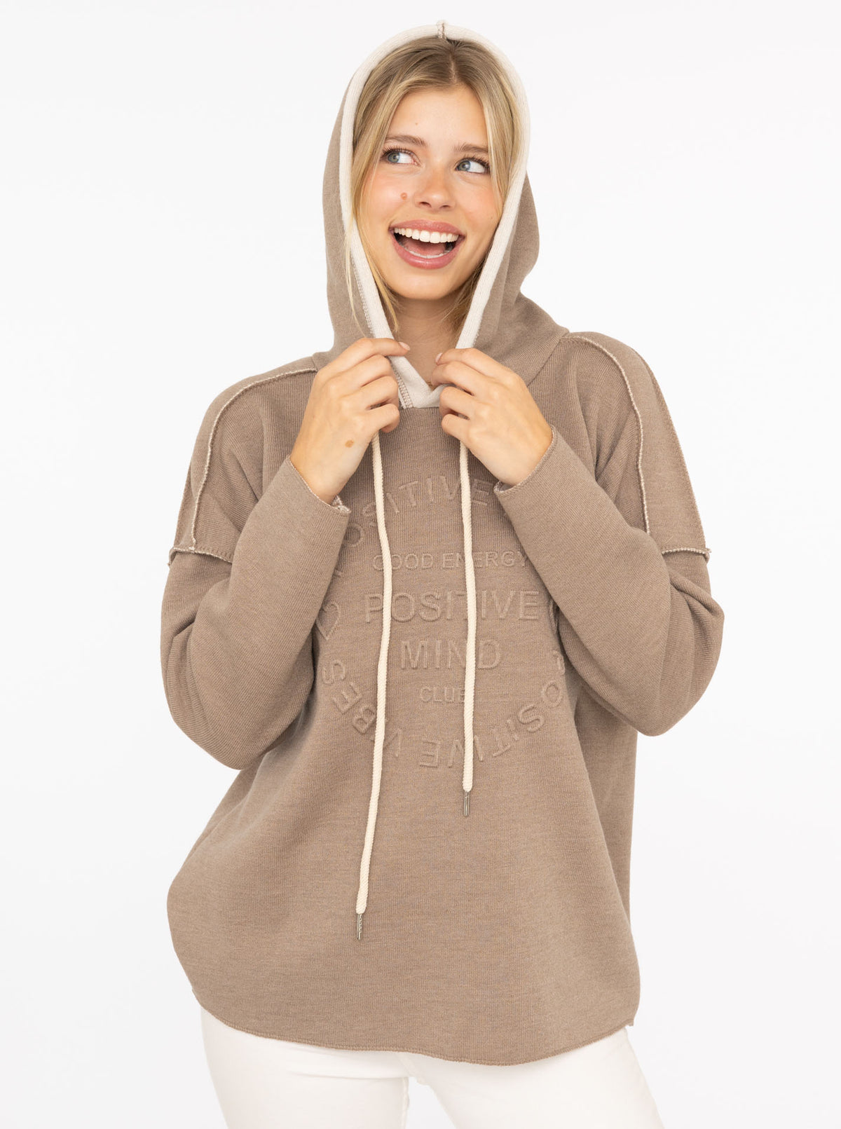 💕 Zwillingsherz Hoodie Double Face "Positive Mind" Stempeldruck