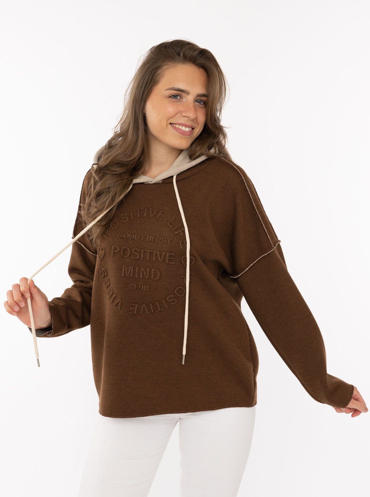 💕 Zwillingsherz Hoodie Double Face "Positive Mind" Stempeldruck