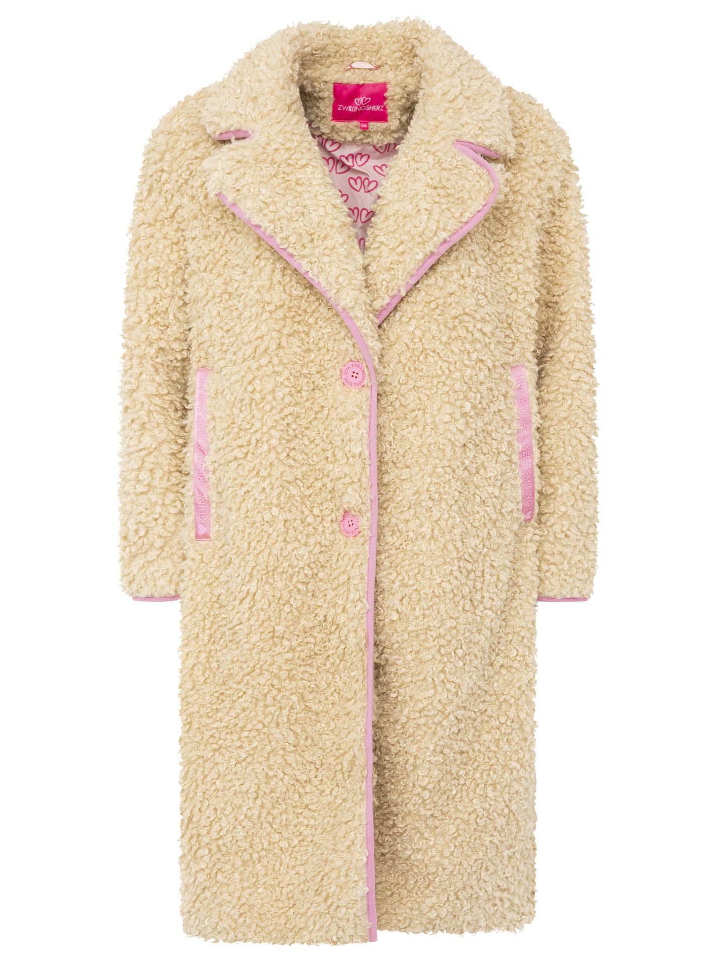 💕 Zwillingsherz Teddymantel "Happiness & Love" Beige
