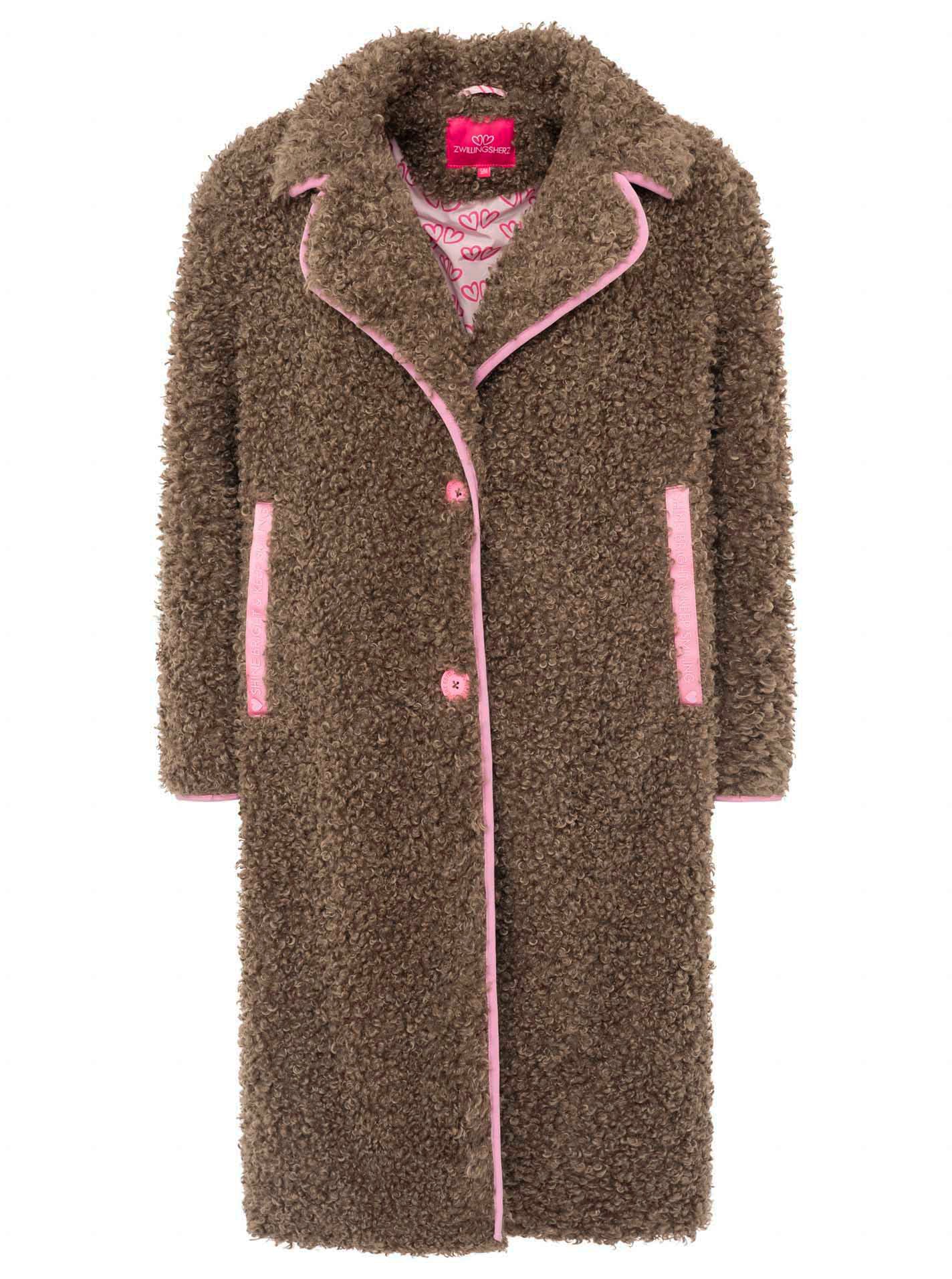 💕 Zwillingsherz Teddymantel "Happiness & Love" Taupe