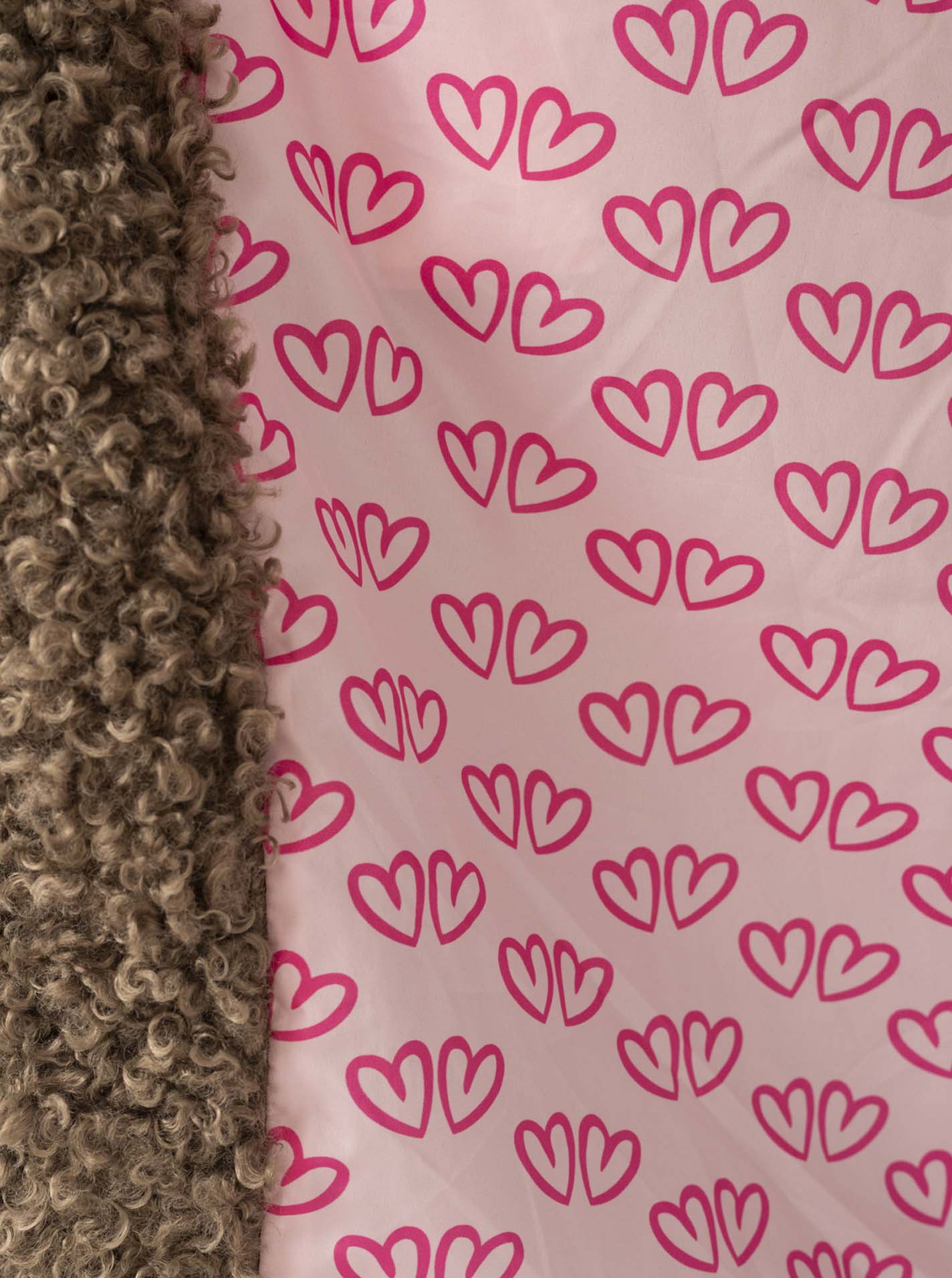 💕 Zwillingsherz Teddymantel "Happiness & Love" Taupe