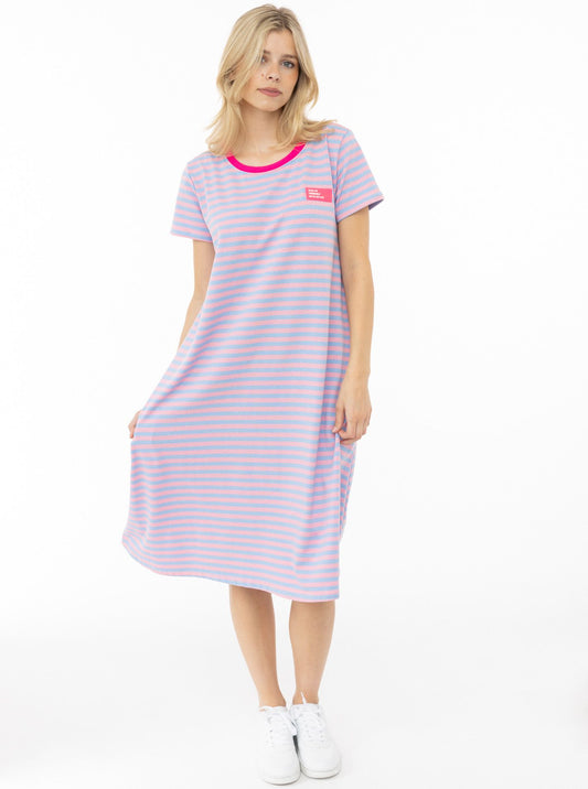 💕 Zwillingsherz Sweat Kleid "Neon Streifen" Hellblau