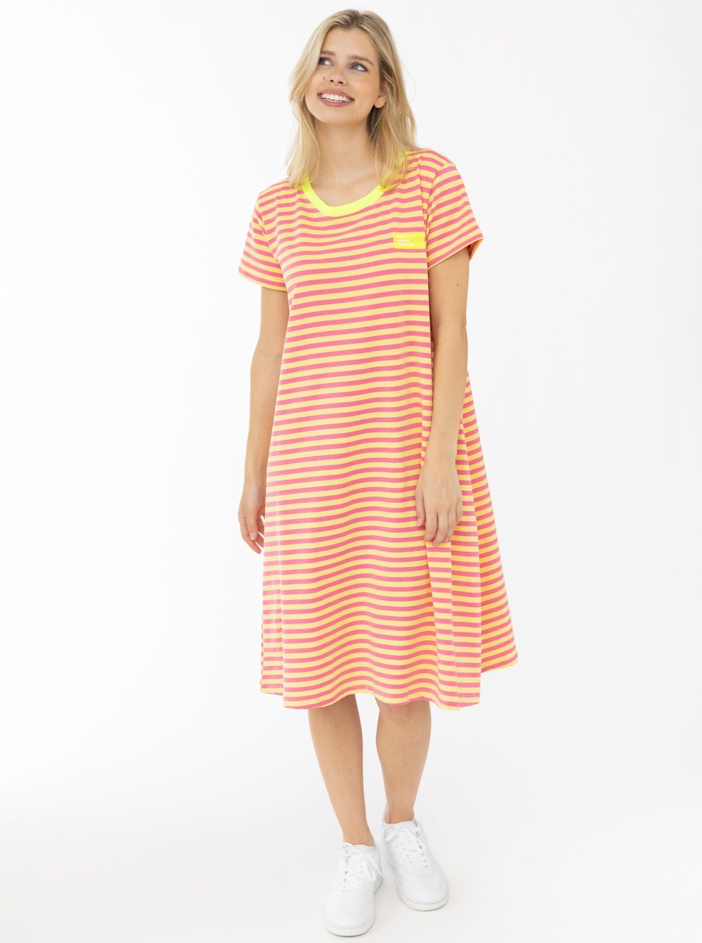💕 Zwillingsherz Sweat Kleid "Neon Streifen" Orange