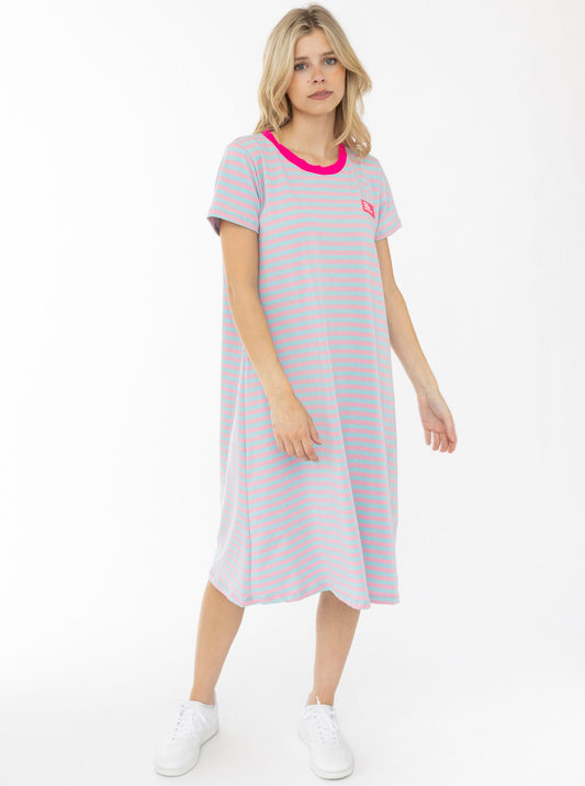 💕 Zwillingsherz Sweat Kleid "Neon Streifen" Türkis