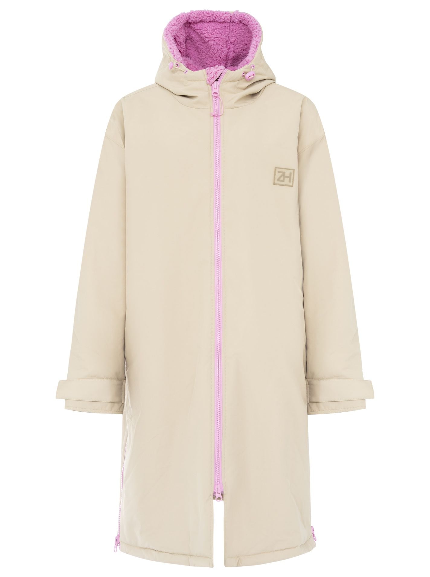 💕 Zwillingsherz Oversize "Windjacke ZH" Windmantel Mittelbeige Rosa