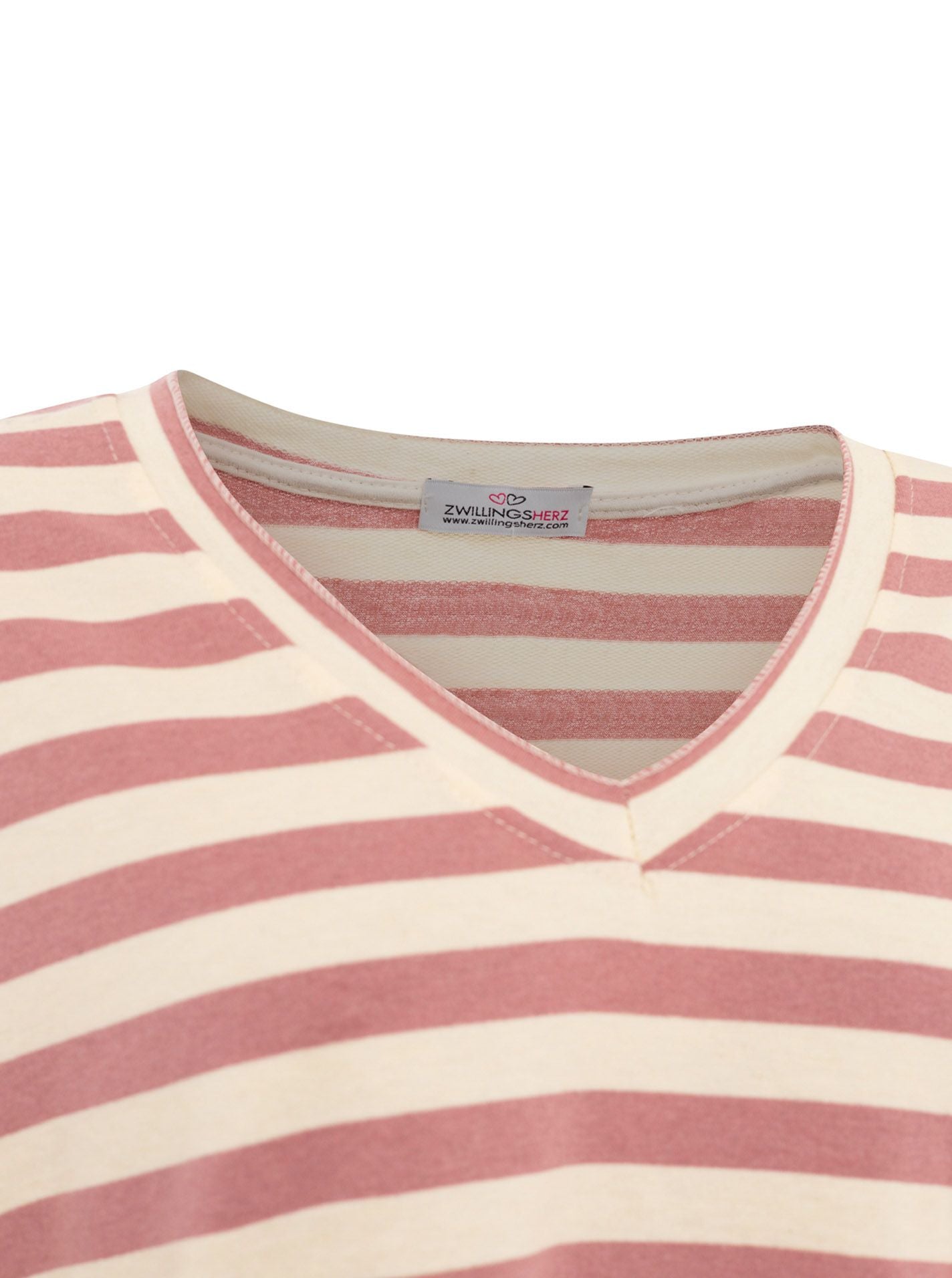 💕 Zwillingsherz Sweatshirt "Stripes" Sweater Oversize Altrosa