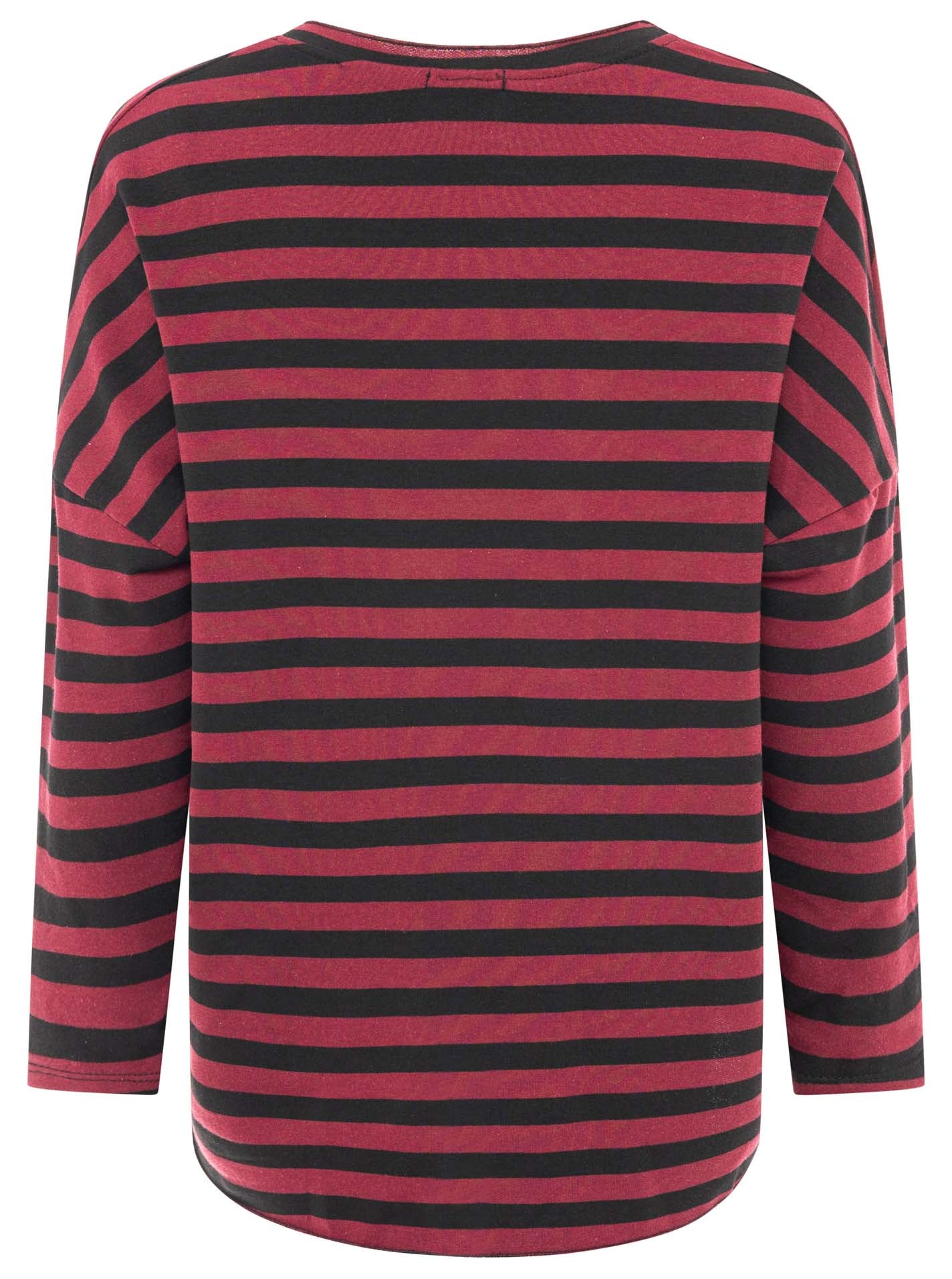 💕 Zwillingsherz Sweatshirt "Stripes" Sweater Oversize Bordeaux