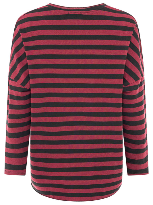 💕 Zwillingsherz Sweatshirt "Stripes" Sweater Oversize Bordeaux