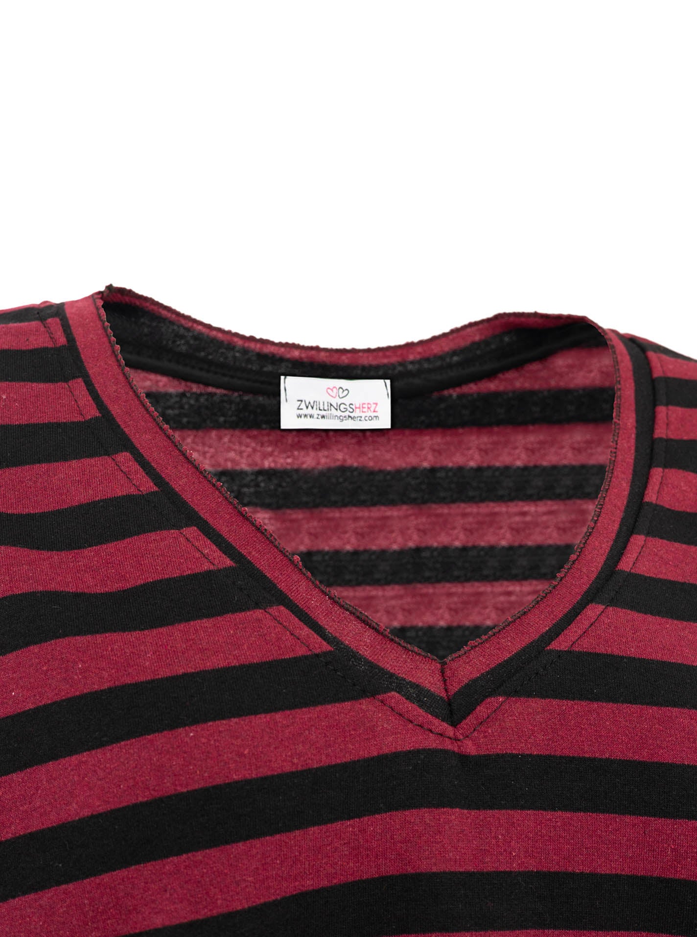 💕 Zwillingsherz Sweatshirt "Stripes" Sweater Oversize Bordeaux