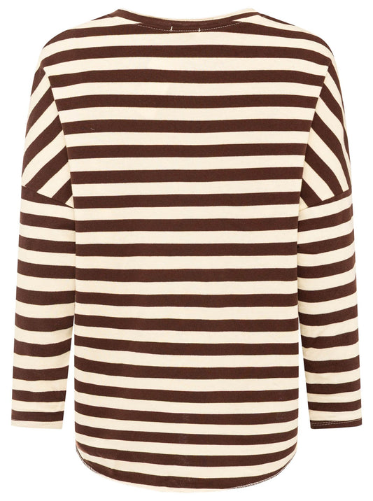 💕 Zwillingsherz Sweatshirt "Stripes" Sweater Oversize Braun