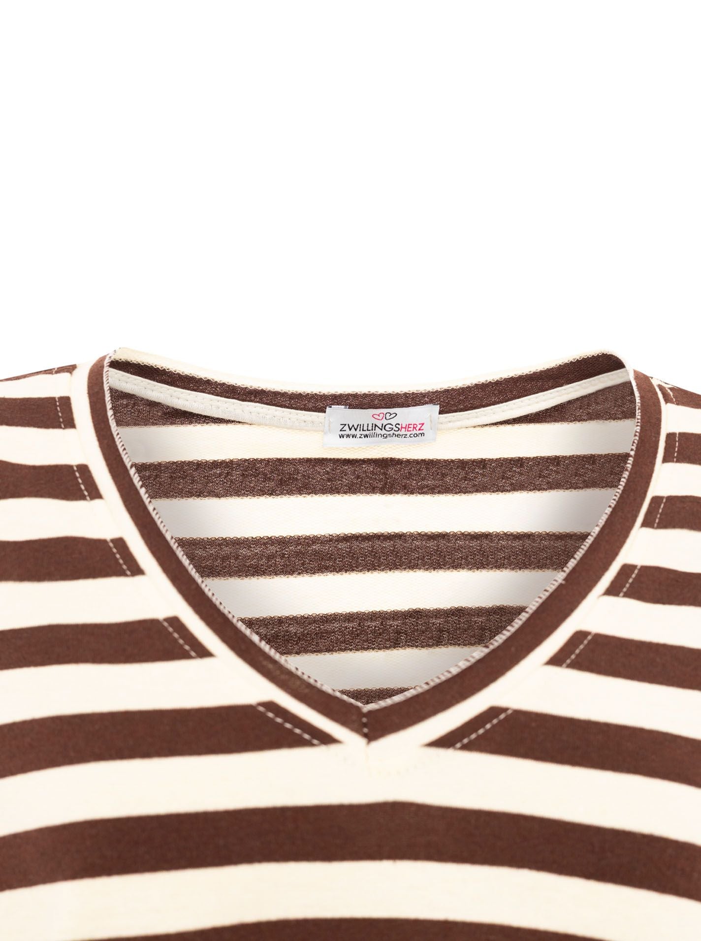 💕 Zwillingsherz Sweatshirt "Stripes" Sweater Oversize Braun