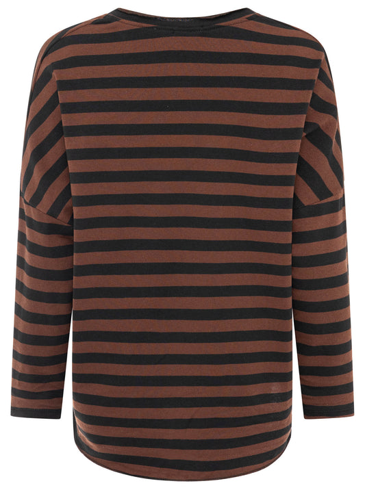 💕 Zwillingsherz Sweatshirt "Stripes" Sweater Oversize Dunkelbraun