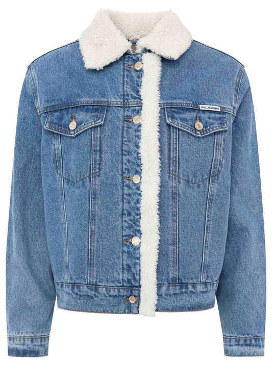 💕 Zwillingsherz Jeansjacke "Teddyfell" Blau
