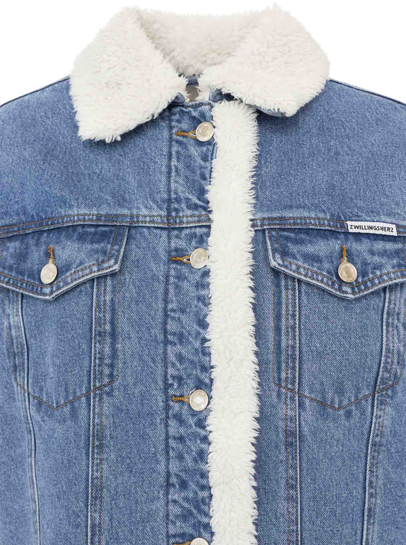💕 Zwillingsherz Jeansjacke "Teddyfell" Blau