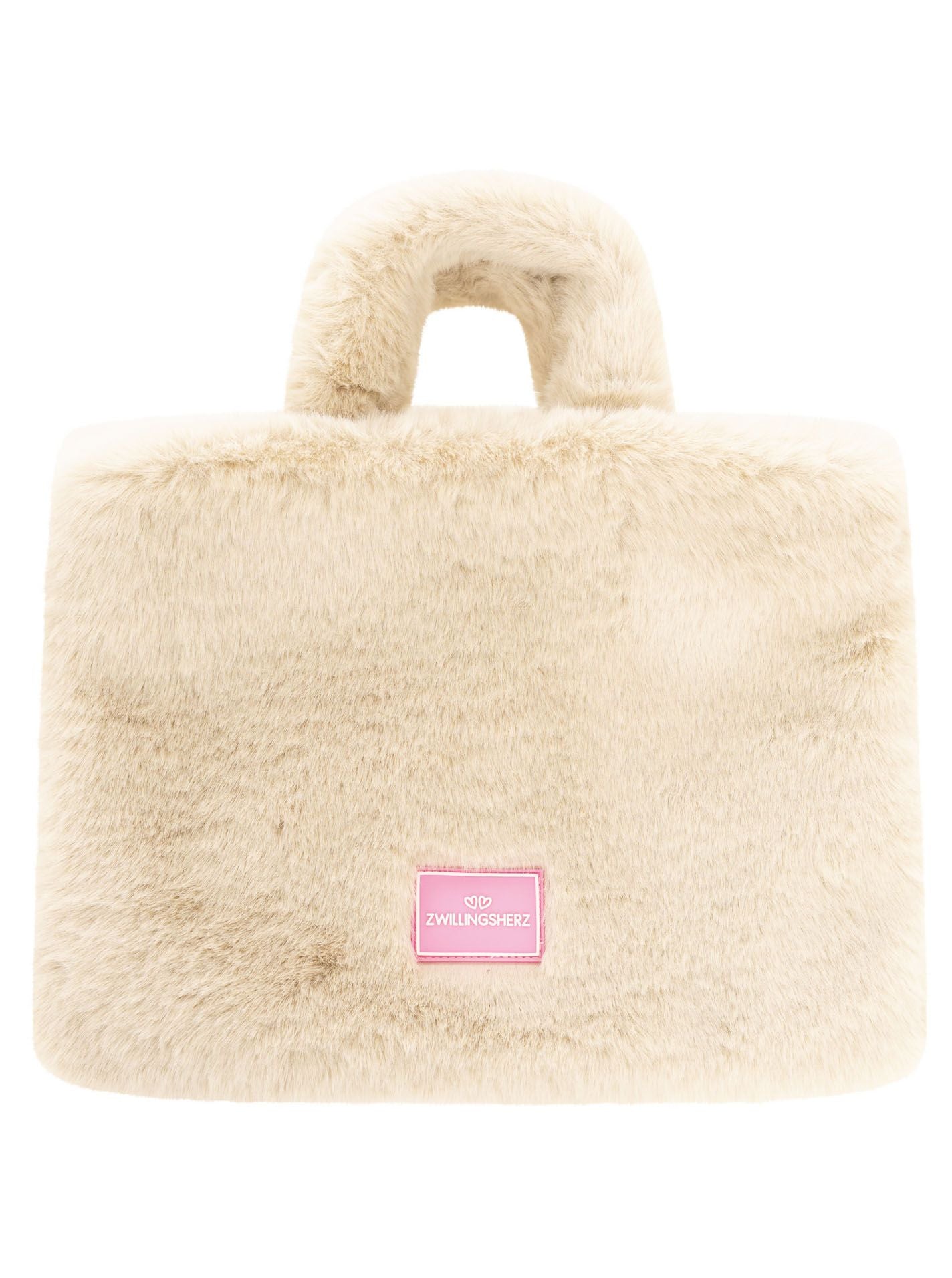 💕 Zwillingsherz Shopper XXL mit Tragegurt "Flauschig" Beige