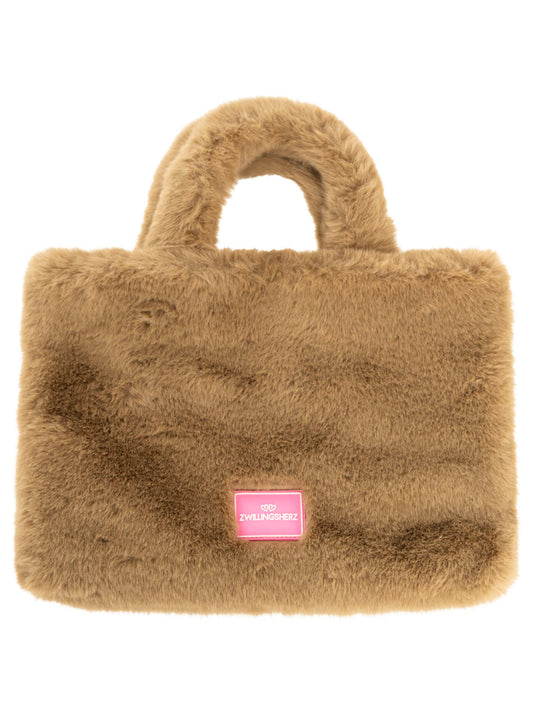 💕 Zwillingsherz Shopper XXL mit Tragegurt "Flauschig" Olive