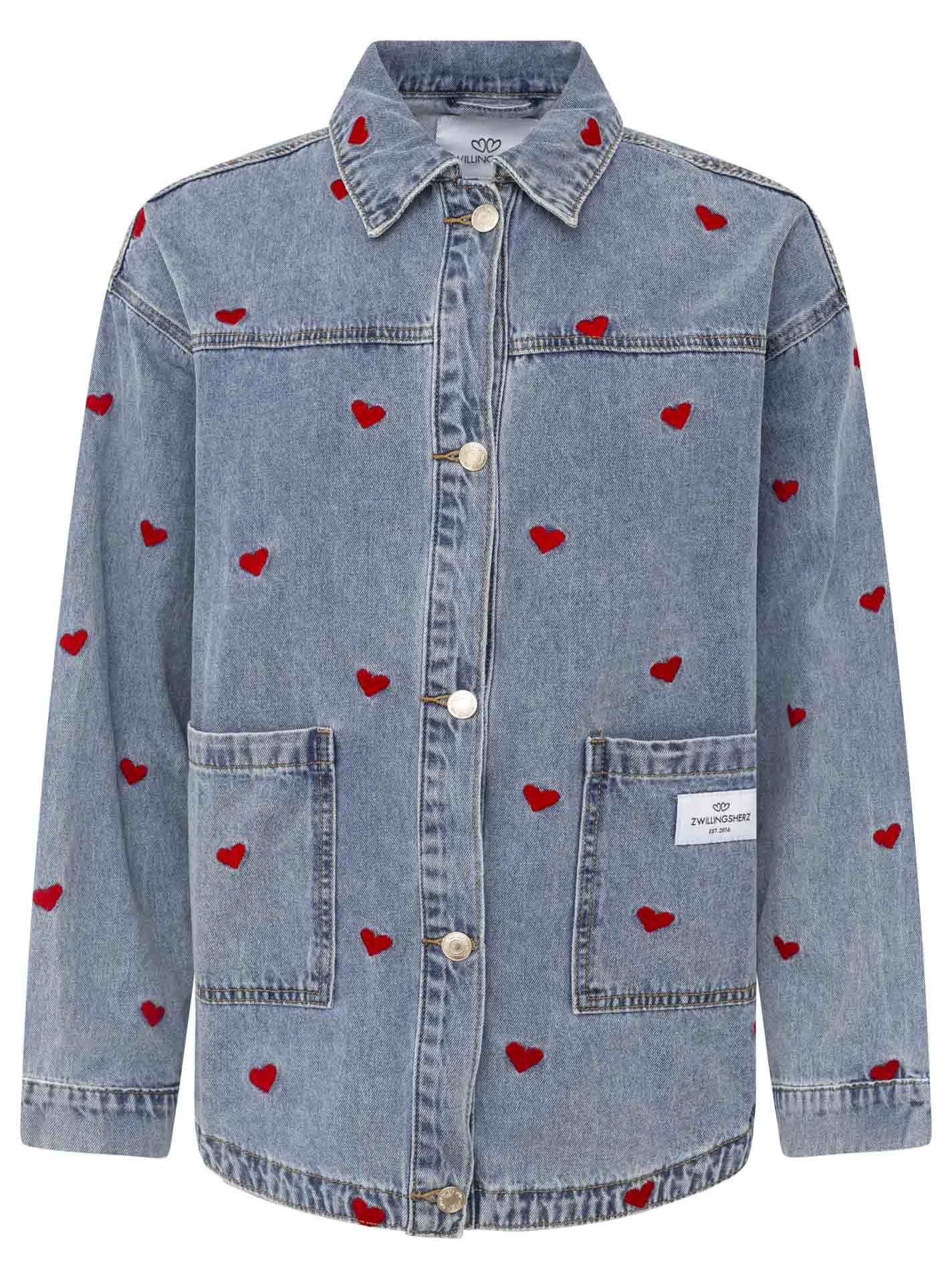 💕 Zwillingsherz Jeanshemd "Herzen AOP" Jeans
