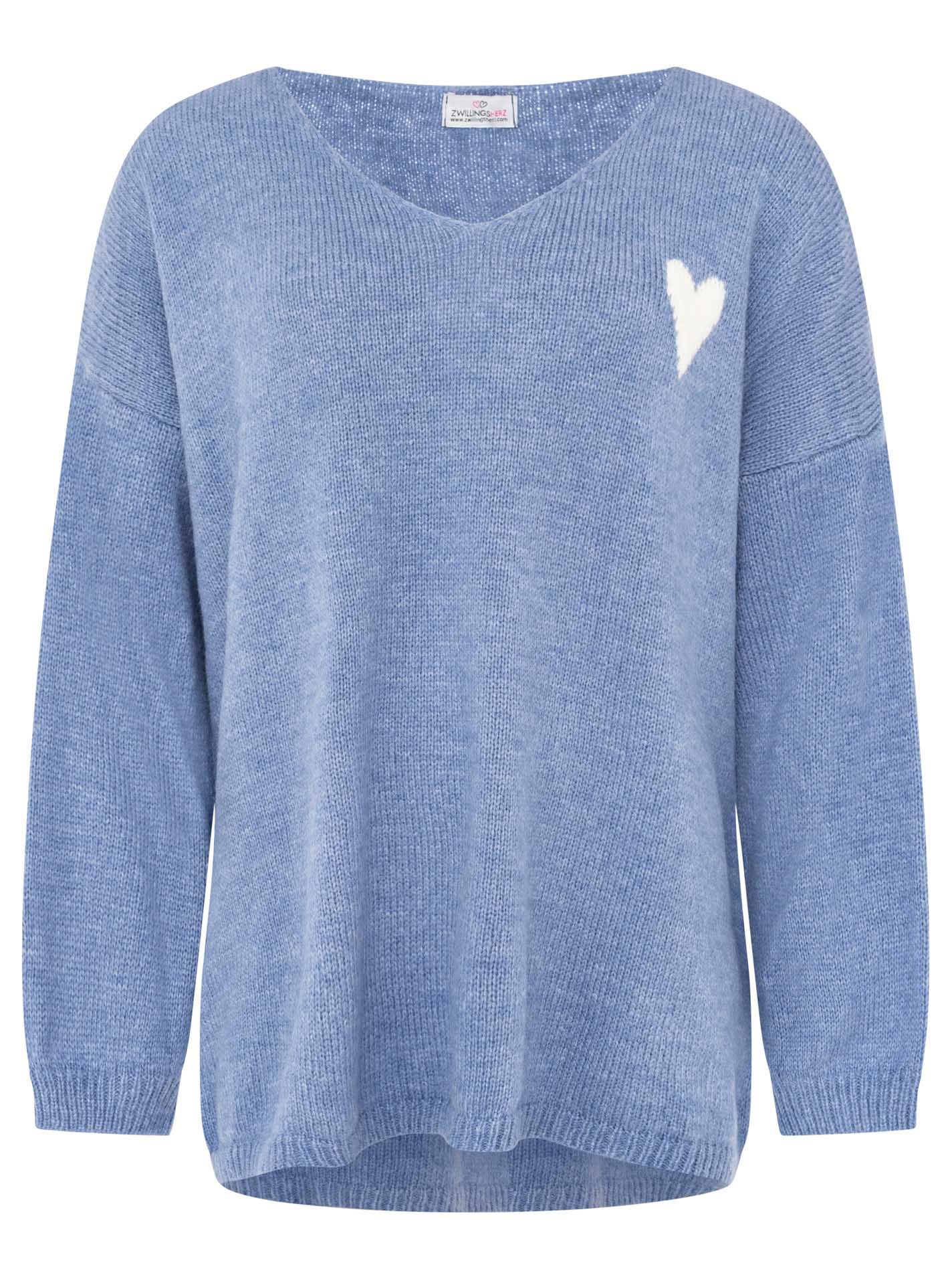 💕 Zwillingsherz Pullover "Self Club" Oversize Blau