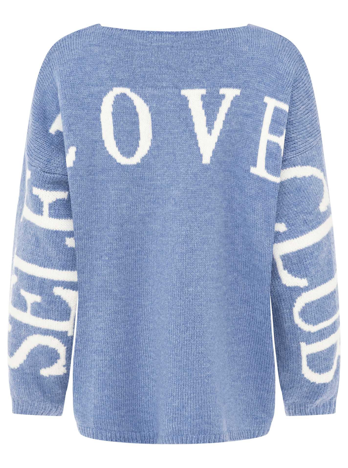 💕 Zwillingsherz Pullover "Self Club" Oversize Blau