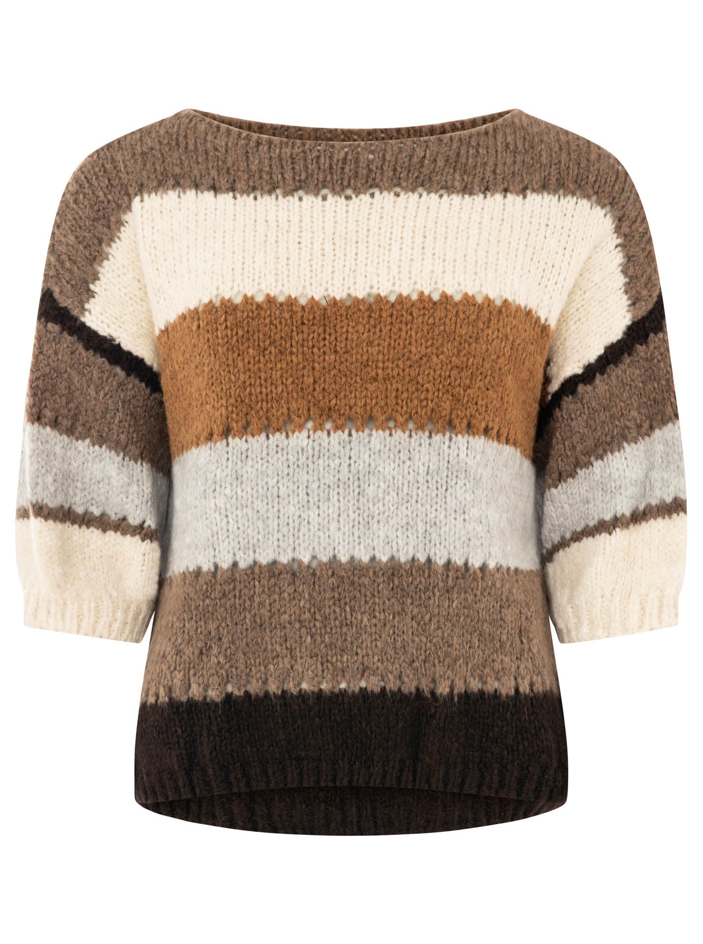 💕 Zwillingsherz Pullover Pulli "Bunte Streifen" Braun