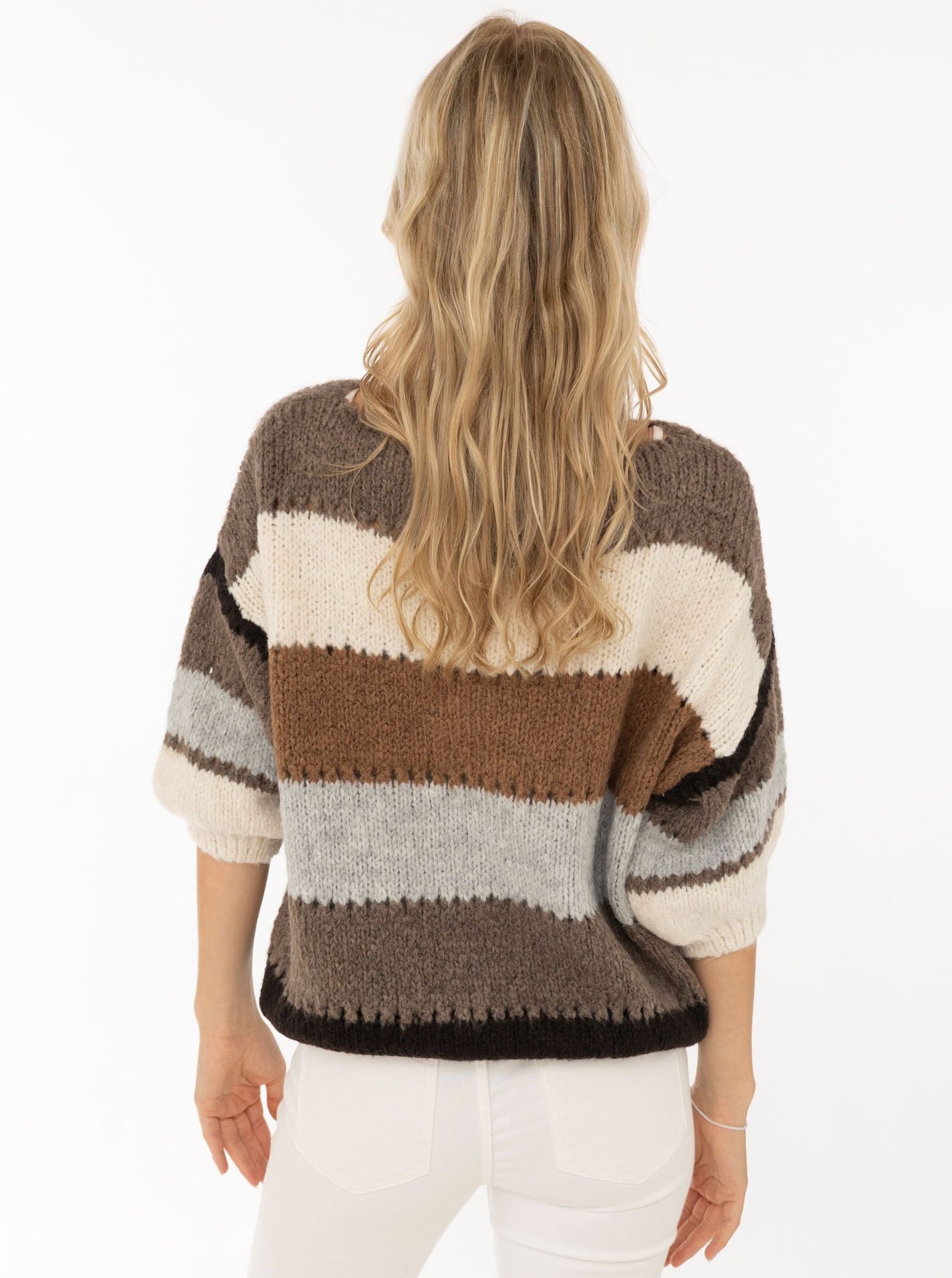 💕 Zwillingsherz Pullover Pulli "Bunte Streifen" Braun