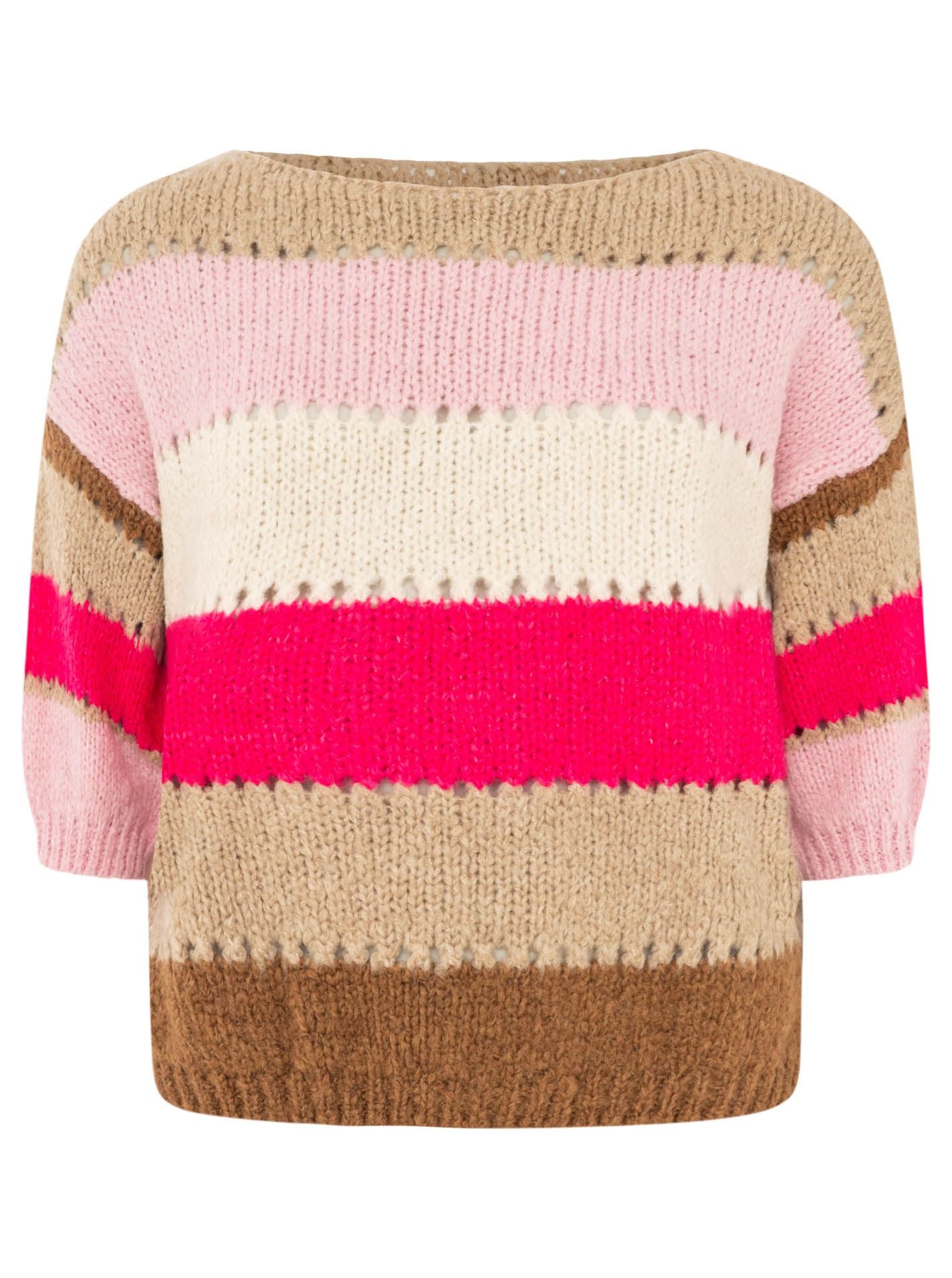 💕 Zwillingsherz Pullover Pulli "Bunte Streifen" Pink