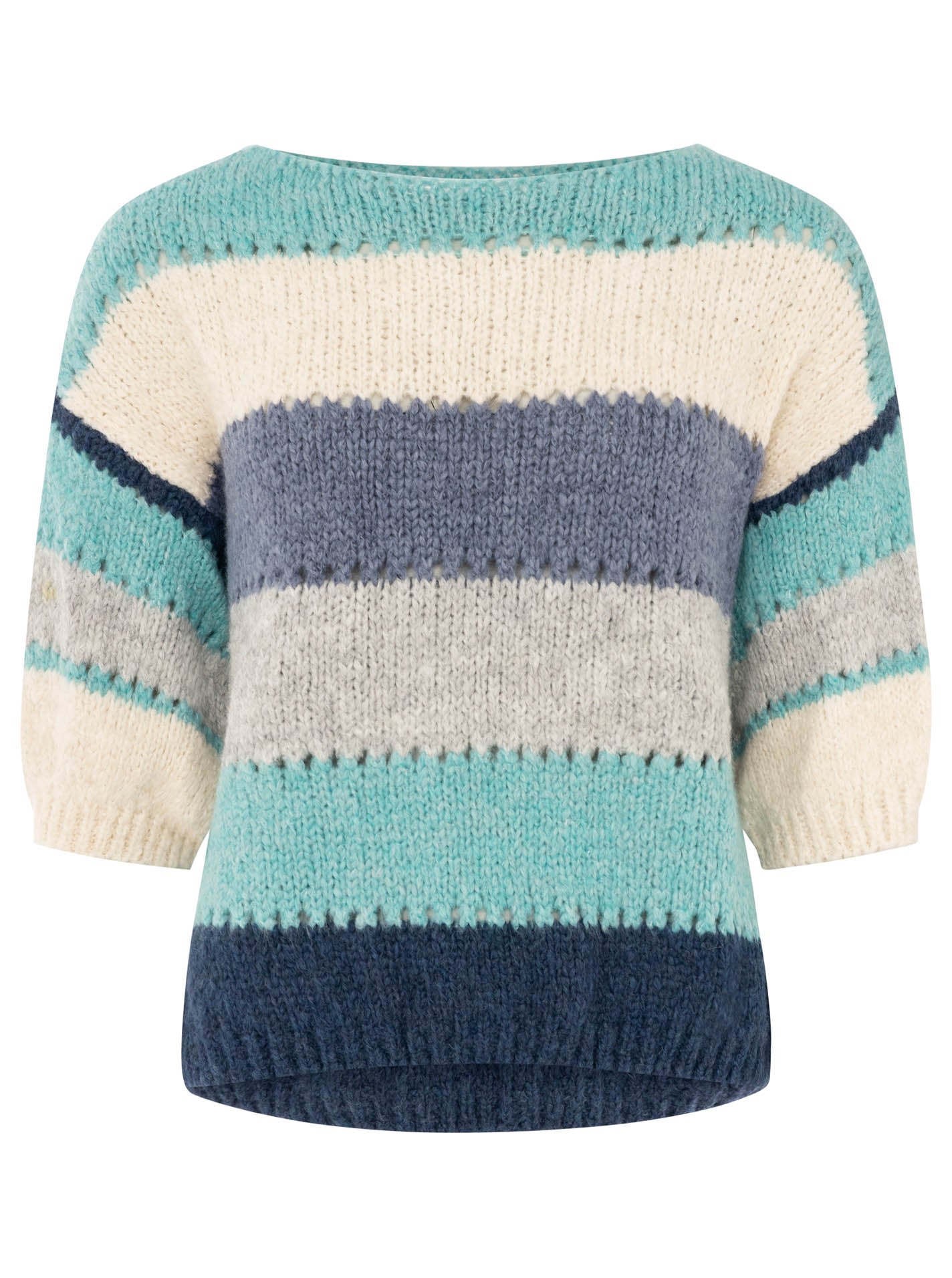 💕 Zwillingsherz Pullover Pulli "Bunte Streifen" Türkis