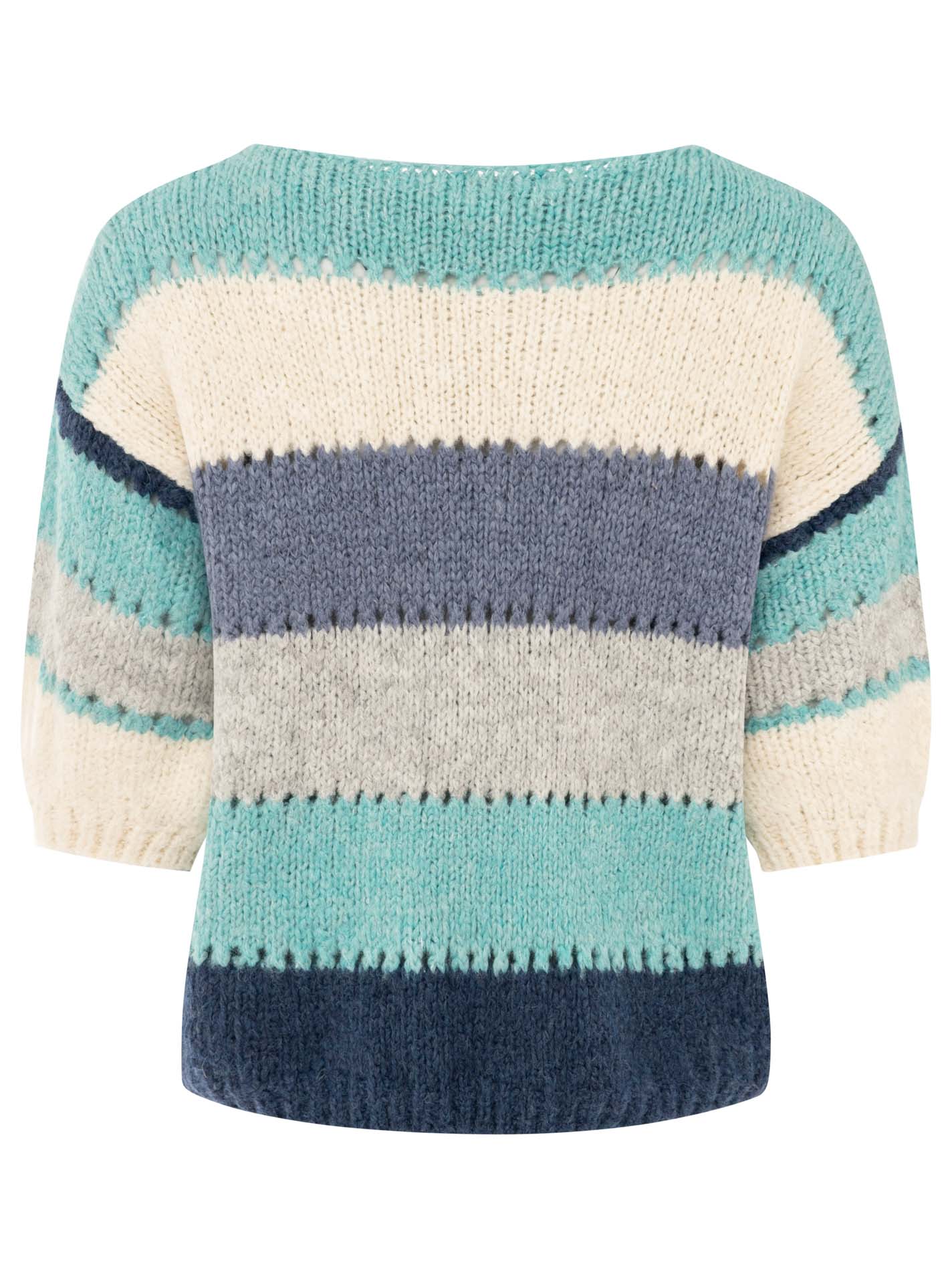 💕 Zwillingsherz Pullover Pulli "Bunte Streifen" Türkis