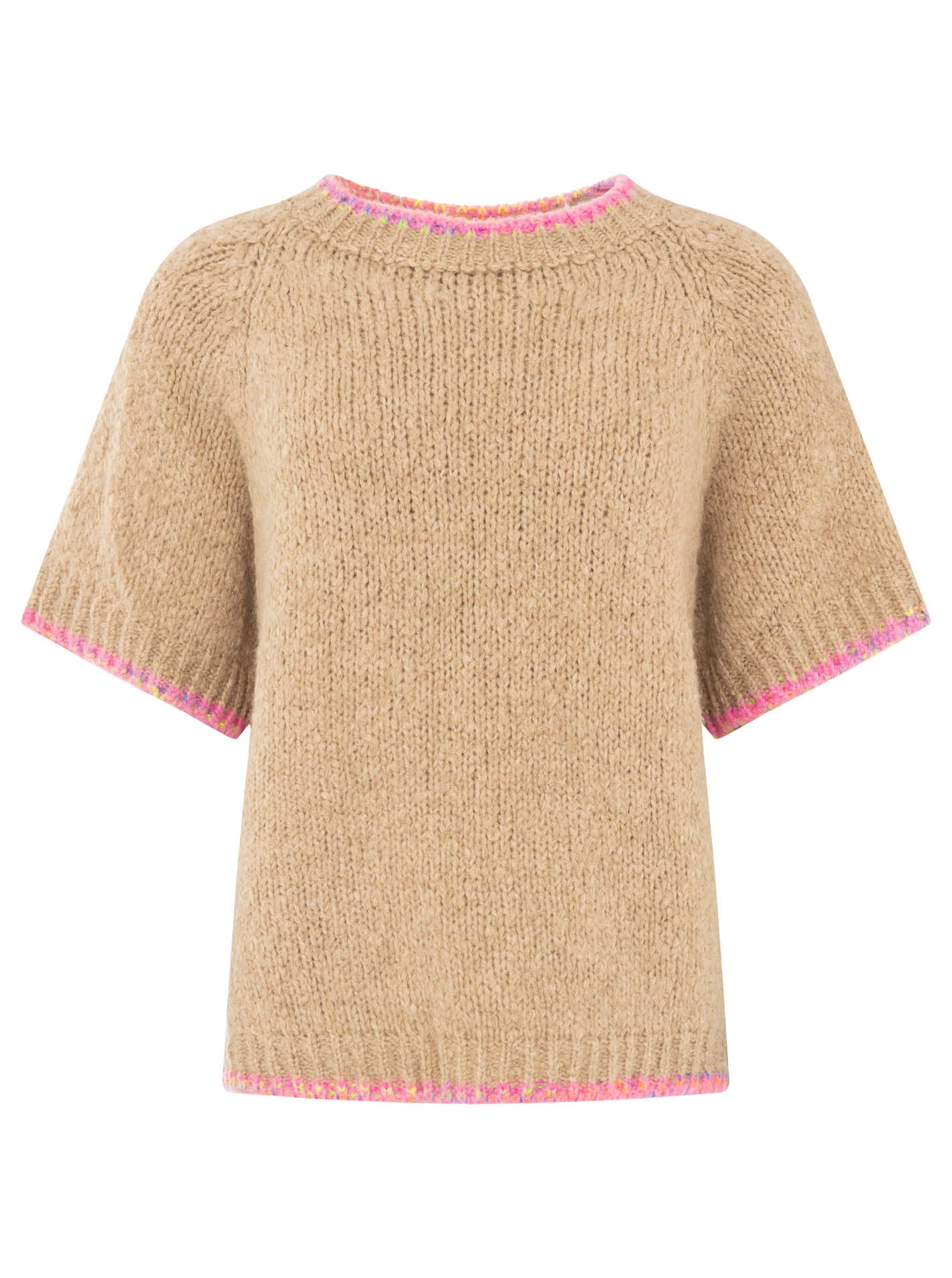 💕 Zwillingsherz Pullover Pulli "Neon Kante" Beige