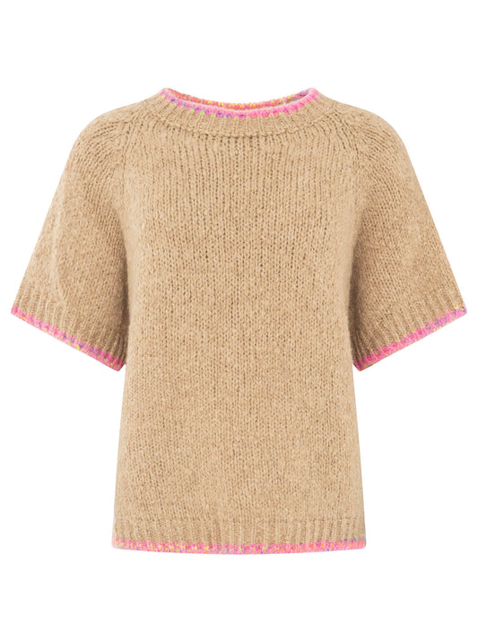 💕 Zwillingsherz Pullover Pulli "Neon Kante" Beige