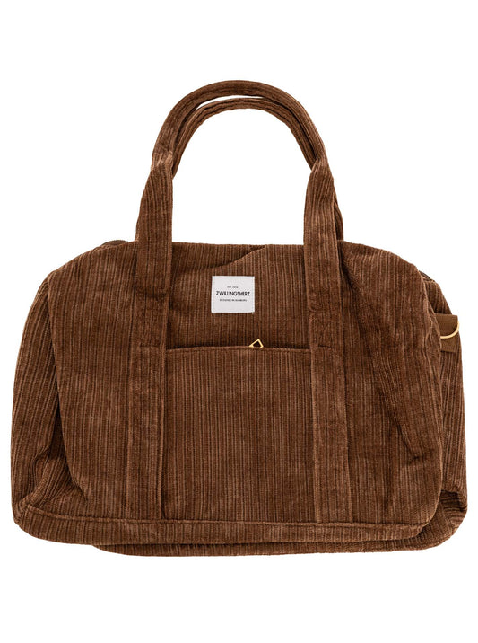 💕 Zwillingsherz XXL Weekender Cord "Uni" Braun
