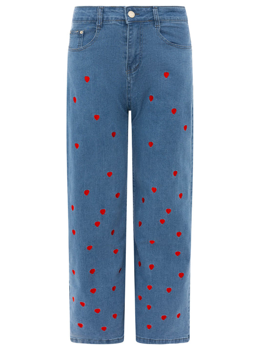 💕 Zwillingsherz Jeans "Herz" Wide Leg Hellblau