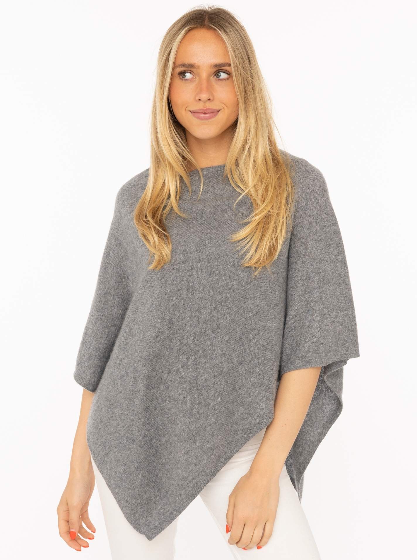 💕 Zwillingsherz Poncho Cape 100 % Kaschmir Cashmere Mittelgrau