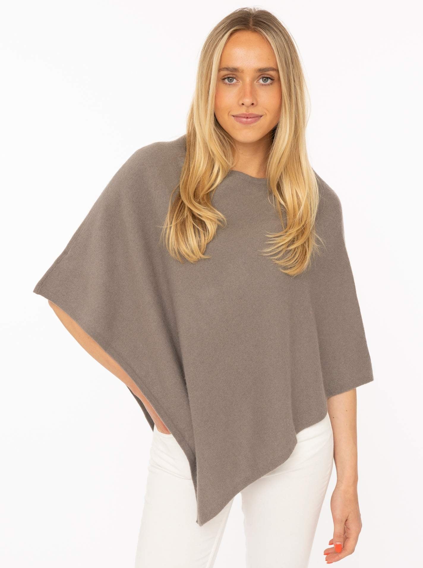 💕 Zwillingsherz Poncho Cape 100 % Kaschmir Cashmere Taupe