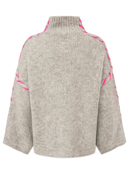 💕 Zwillingsherz Pullover Pulli "Stitch" Grau