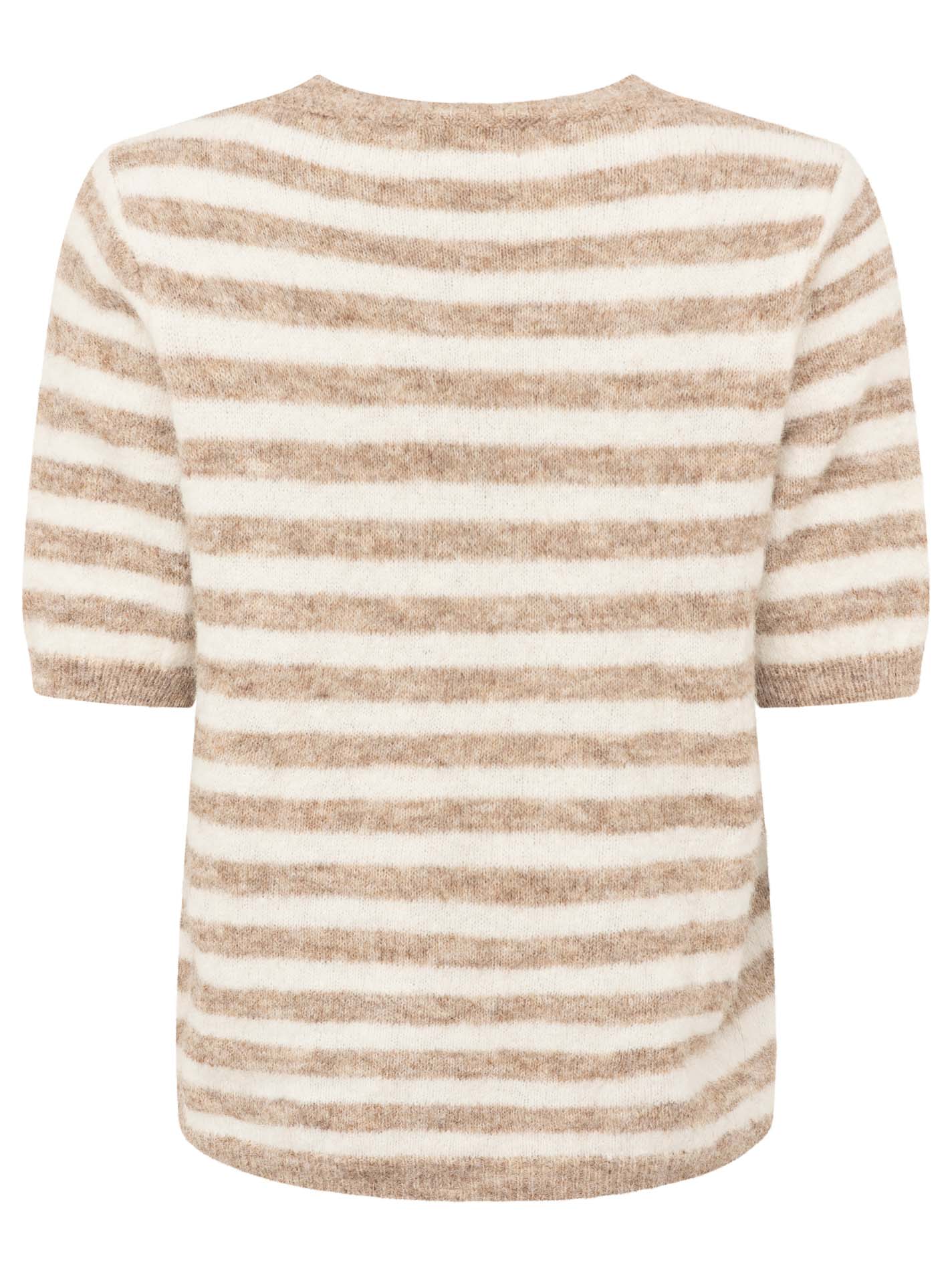 💕 Zwillingsherz Pullover Pulli "Stripes & Heart" Kurzarm Beige