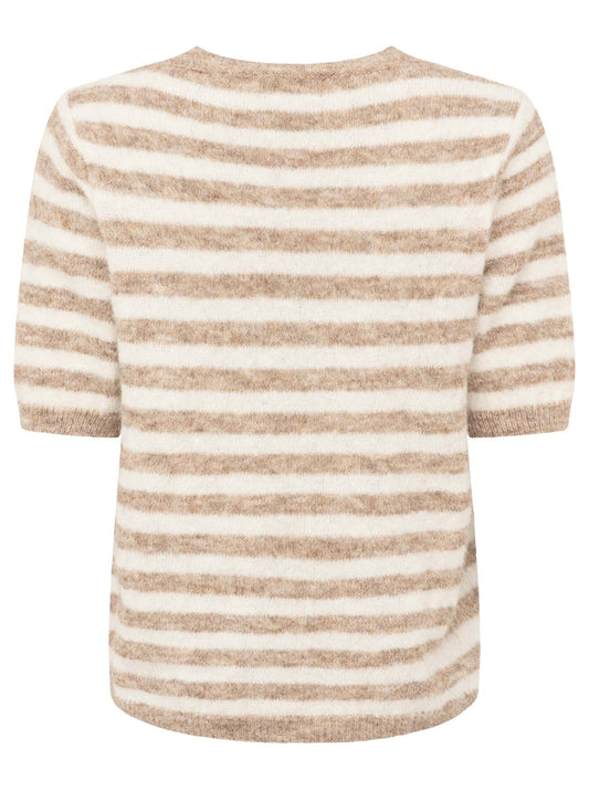 💕 Zwillingsherz Pullover Pulli "Stripes & Heart" Kurzarm Beige