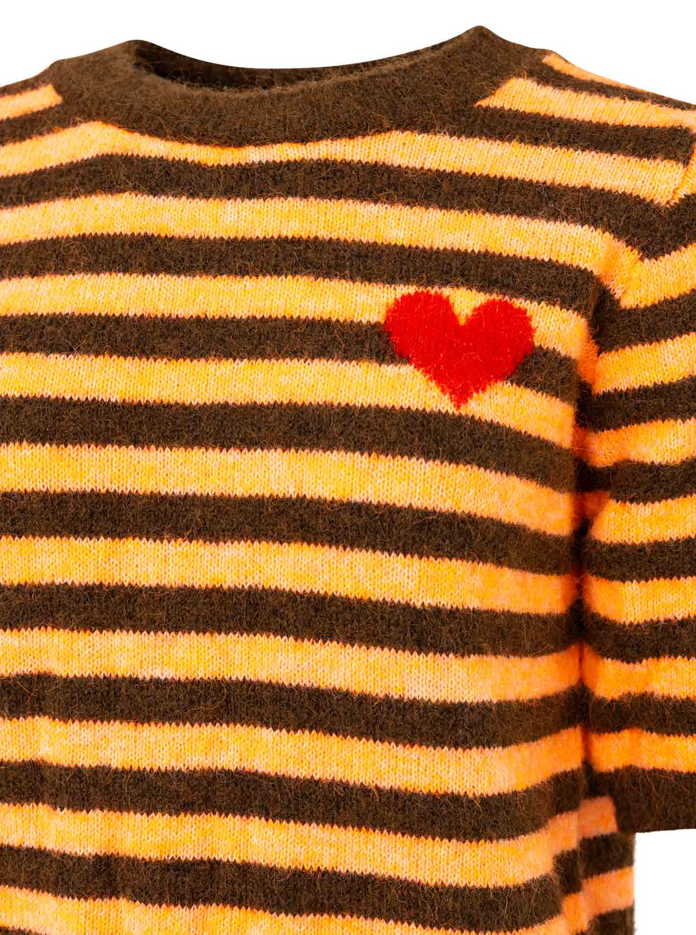 💕 Zwillingsherz Pullover Pulli "Stripes & Heart" Kurzarm Orange